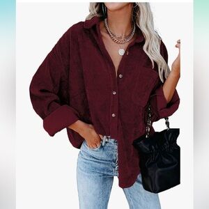 Red Corduroy Top - XXL